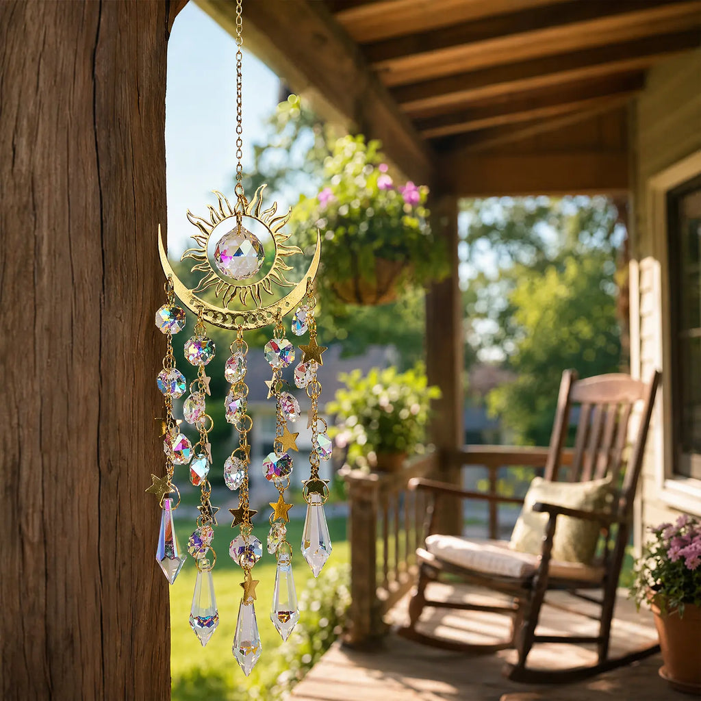 Crystal Sun Catcher with Sun, Moon and Stars