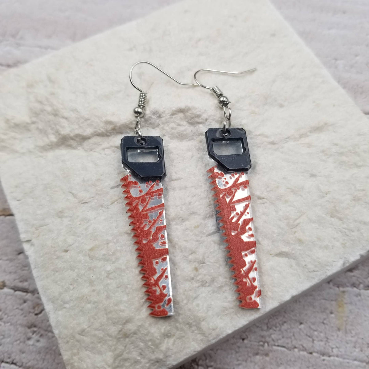 Acrylic Halloween Chainsaw Earrings