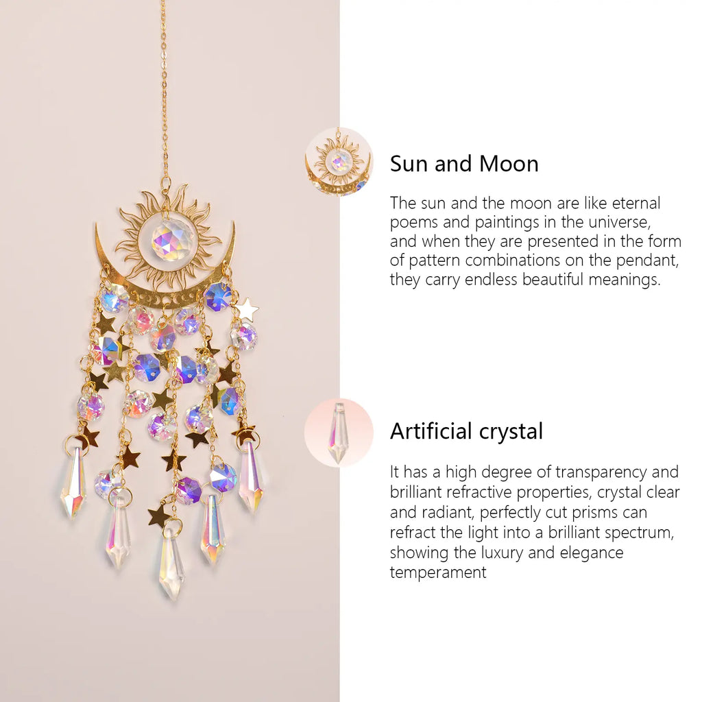 Crystal Sun Catcher with Sun, Moon and Stars