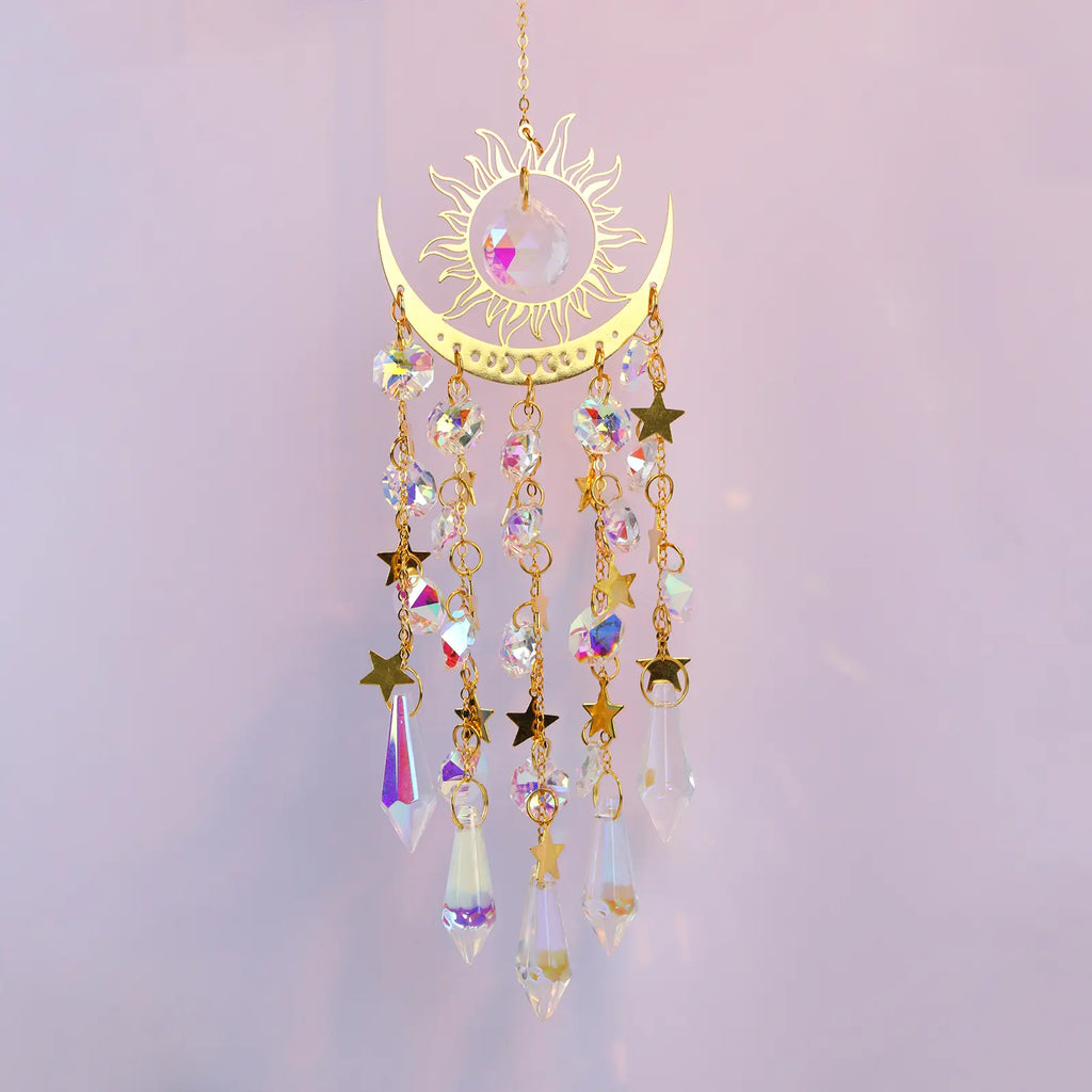 Crystal Sun Catcher with Sun, Moon and Stars
