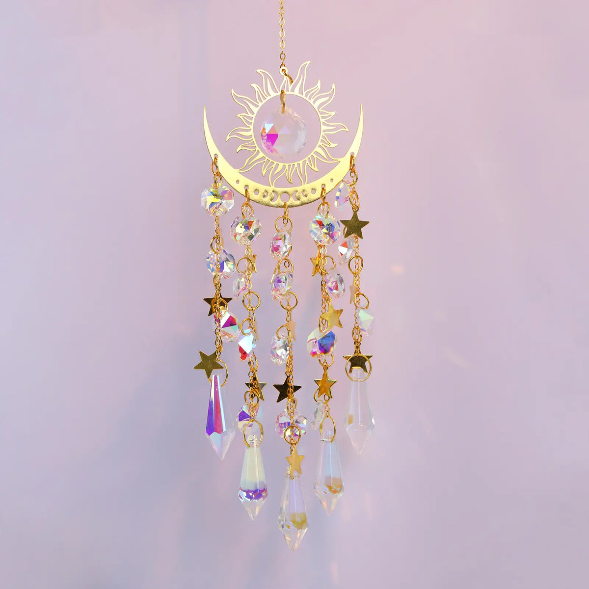 Crystal Sun Catcher with Sun, Moon and Stars