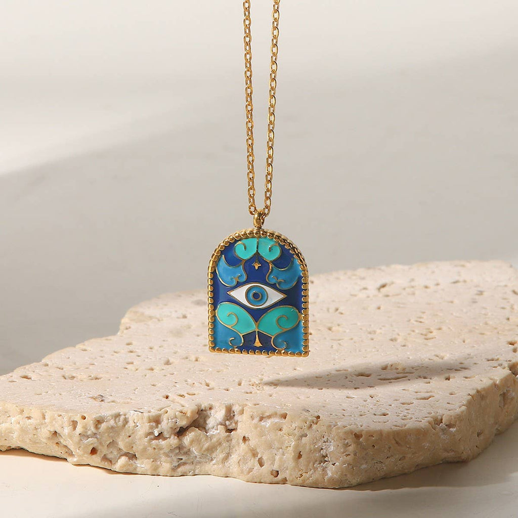 Blue Arches Eye Necklace