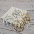 Large Pentagram Earrings - Silver