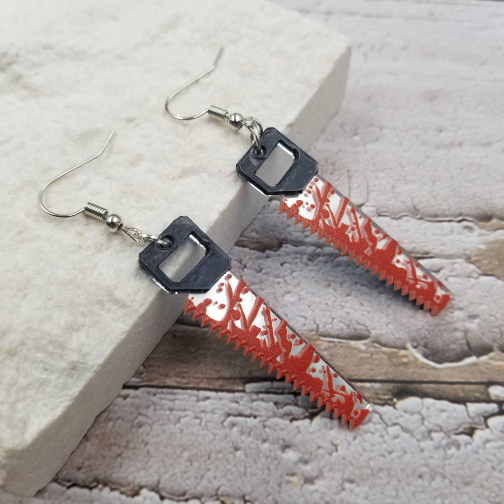 Acrylic Halloween Chainsaw Earrings