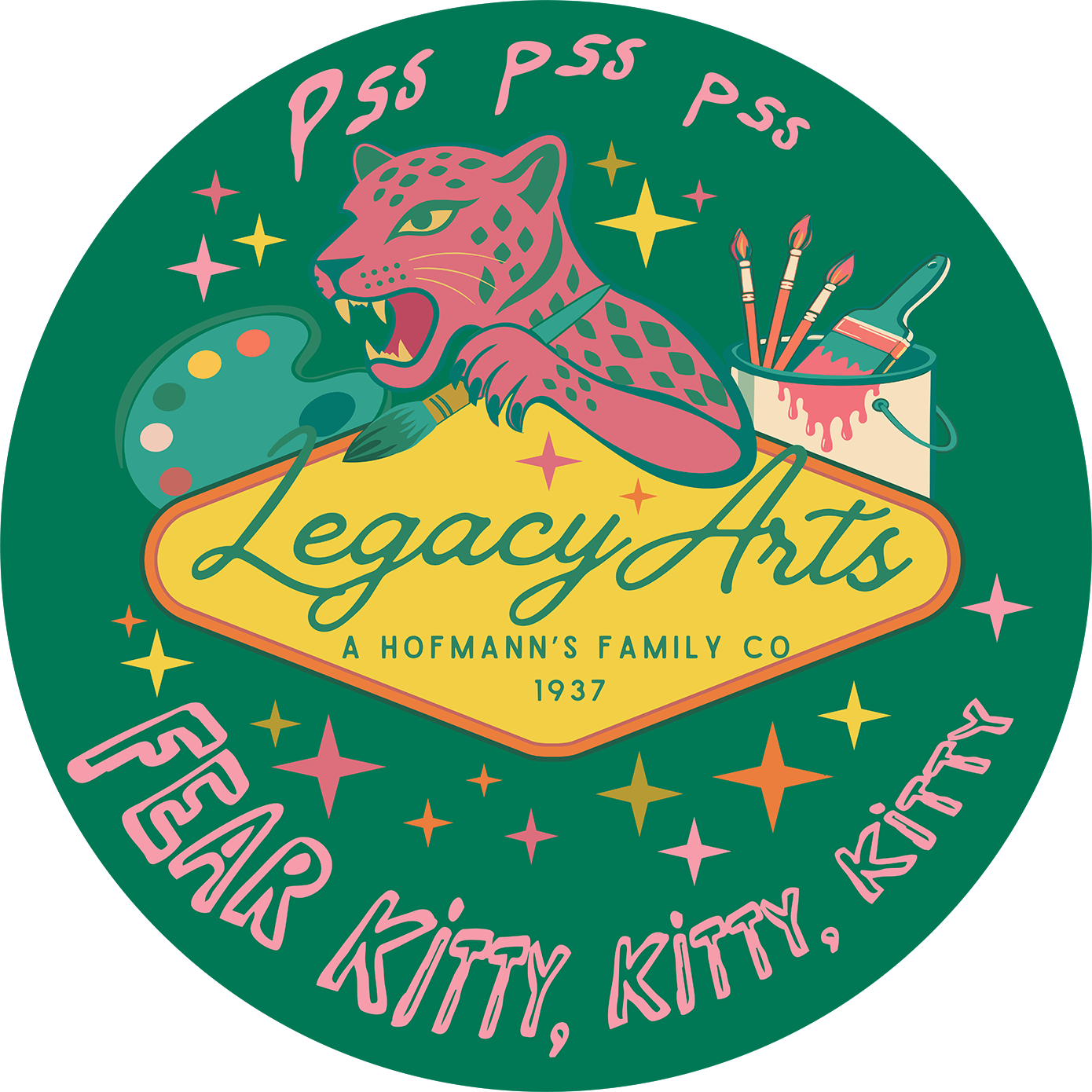 Heavy Duty Merch Sticker - 4"x4" Fear Kitty Kitty Kitty