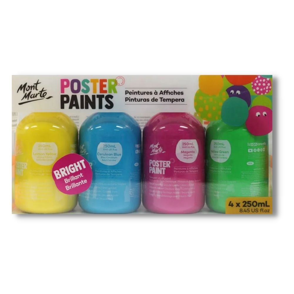 Mont Marte Bright Poster Paint Sets (Tempera - Washable)
