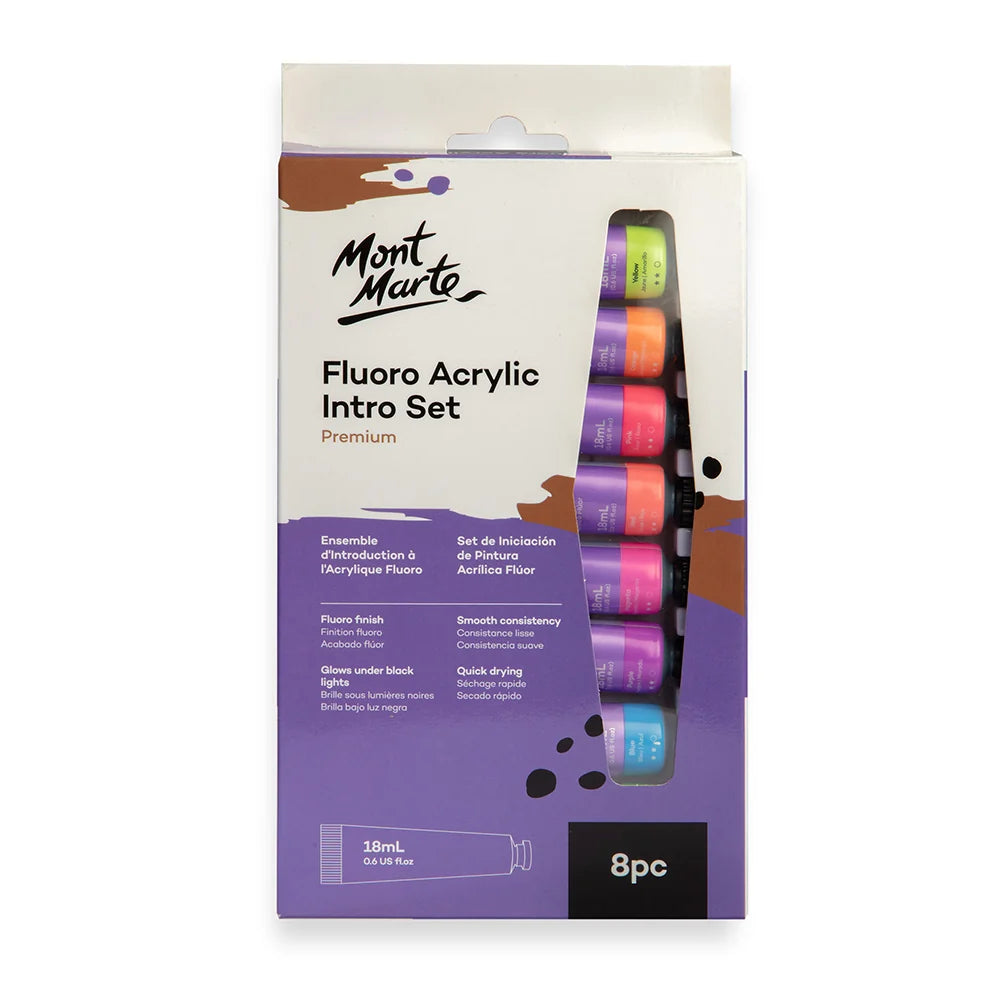 Mont Marte Fluro Acrylic Intro Set 8pc x 18ml