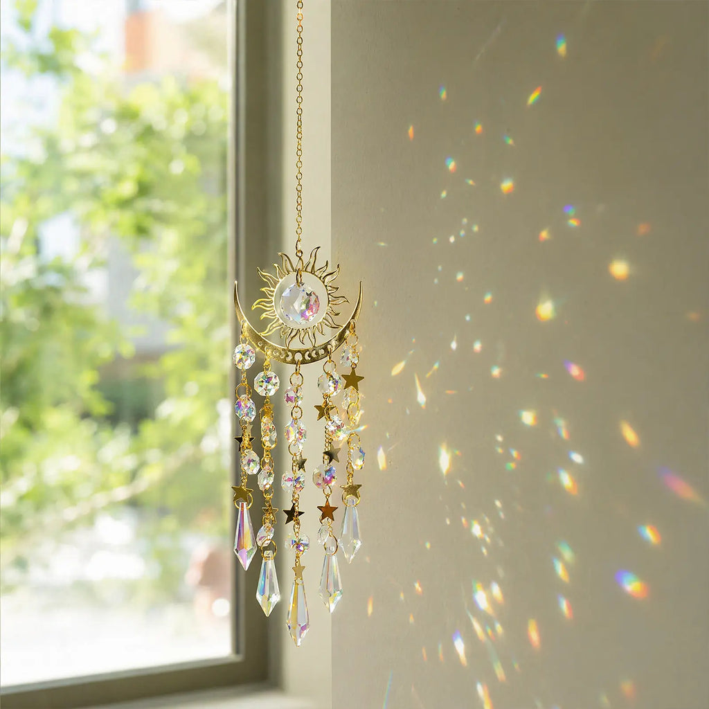 Crystal Sun Catcher with Sun, Moon and Stars