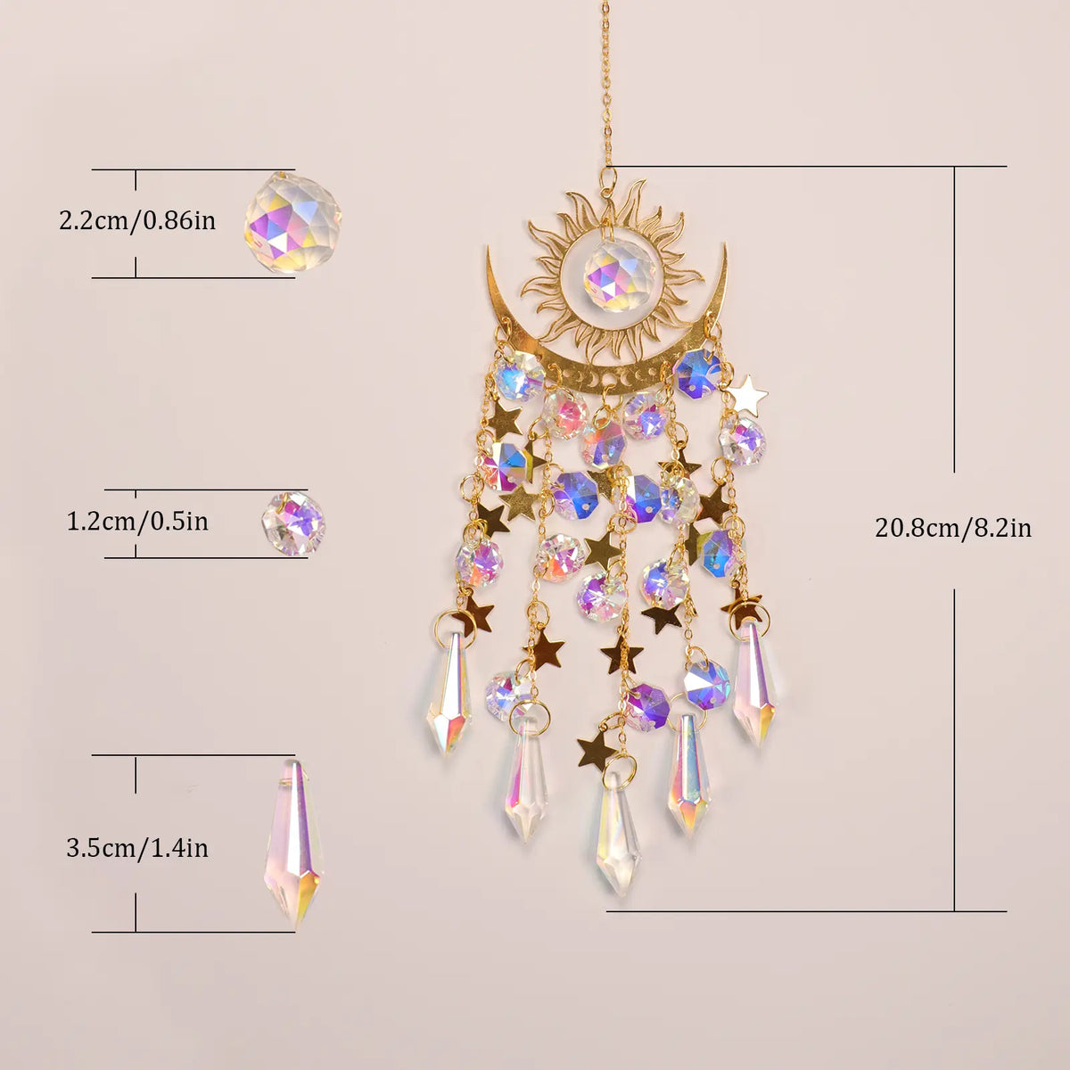 Crystal Sun Catcher with Sun, Moon and Stars