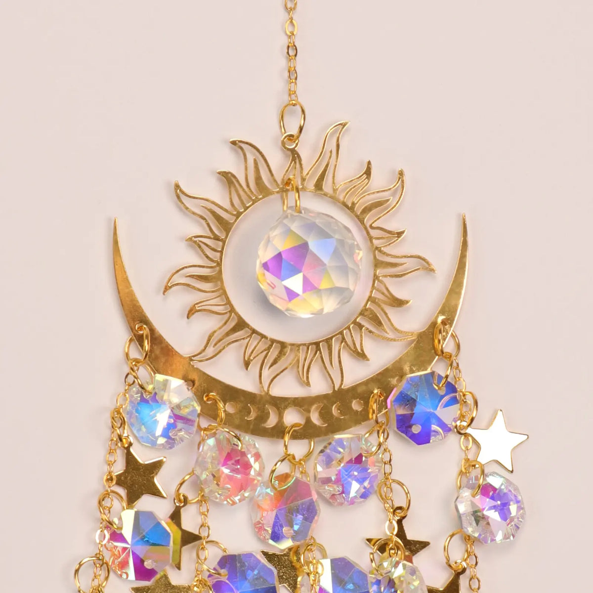 Crystal Sun Catcher with Sun, Moon and Stars