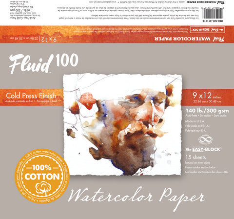 FLUID Watercolor Paper 9x12 - 100% Cotton
