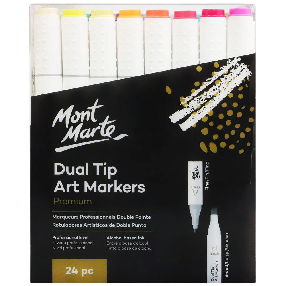 Mont Marte Dual Tip Art Markers Premium 24pc